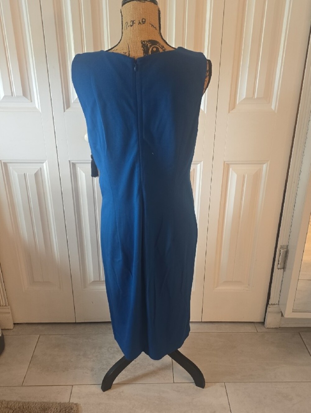 Alfani Sleeveless Royal Blue Sheath Dress with Side Buckle Detail - Picture 3 of 4